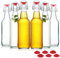 YEBODA Clear Glass Beer Bottles for Home Brewing with Easy Wire Swing Cap & Airtight Silicone Seal 16 oz- Case of 6