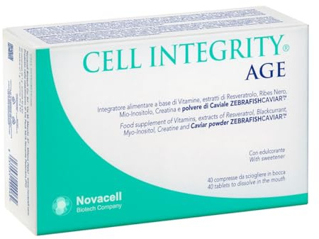NOVACELL BIOTECH – Cell Integrity Age: Resveratrolo, Ribes, Vit. A B1 B6 B12 C D E, Mio Inositolo e Creatina – Supporto Nervoso e Immunitario, Antistanchezza – Senza Glutine e Lattosio – 40 Compresse