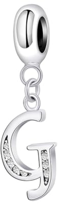 Bokstavsberlock 925 sterling silver pärlor alfabet berlocker initial berlock årsdag berlock ord berlock passar Pandora berlocker armband, Sterlingsilver