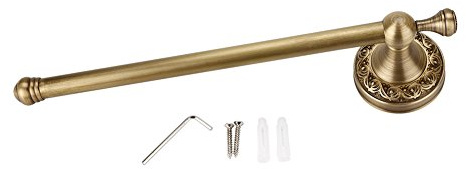 Portasciugamani a Parete in Ottone Antico, Supporto per Asciugamani con Montante Singolo, Design Vintage per Bagno, Facile Installazione, 29 cm