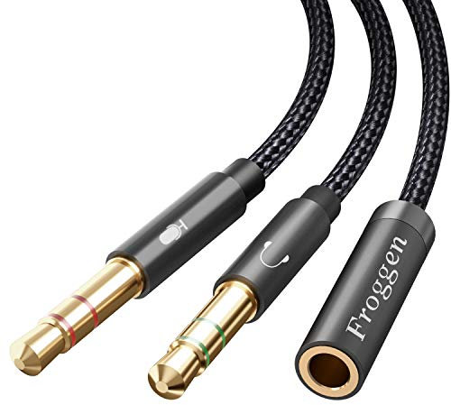 Froggen Audio Y Splitter Adapter, 3.5mm Buchse auf Doppel 3.5mm Klinkenstecker für Headset und Mikrofon Desktop/Laptop mit Audio Adapter