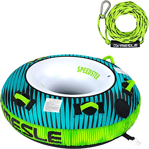 Mesle Funtube Speedster 58', Set mit Leine, Großer 1-2 Personen Wasserreifen aufblasbar, Towable Tube für Kinder & Erwachsene, Schleppring für Boot & Jetski, Wasserreifen zum Ziehen