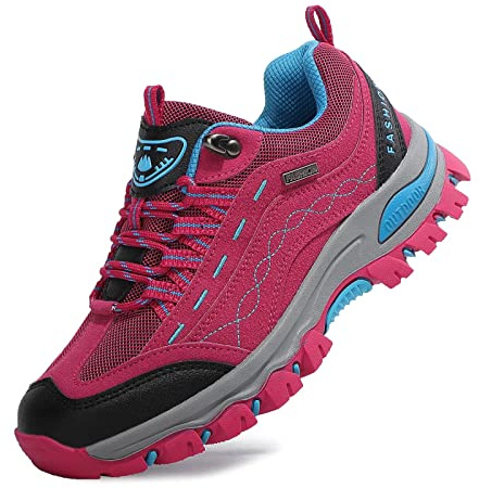 GURGER Scarpe da Escursionismo Donna Impermeabili Leggere Scarpe da Trekking Sportive Traspiranti Arrampicata Sneakers Rosso 39