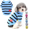 Zunea Hunde-Shirts für Kleine Hunde Sommer Basic T-Shirt Streifen Welpen Kleidung Pailletten Liebe Herz Sweatshirt Weiche Baumwolle Tee Shirt Haustier Kleidung Pullover Chihuahua Bekleidung Blau XS