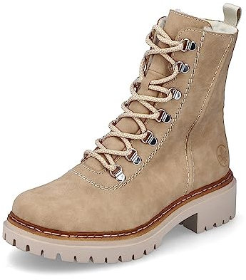 Rieker Damen Schnürstiefeletten 72643, Frauen Stiefeletten,schnürboots,übergangsschuhe,Stiefel,Bootee,Booties,halbstiefel,beige (60),38 EU / 5 UK