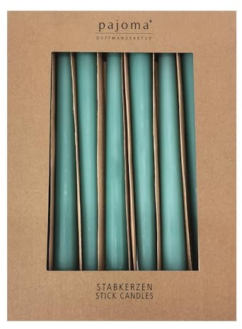 Stavljus set om 10 – grön | Höjd 25 cm ø 2,2 cm | brinntid 7 timmar – premiumkvalitet | enfärgade spetsljus | pajoma