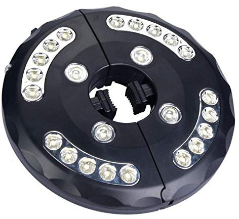 Luz de sombrilla for Patio, lámpara de poste de sombrilla de 24 Led, luz for tiendas de campaña, sombrillas de Patio, tiendas de campaña, uso al aire libre (Color : Black)