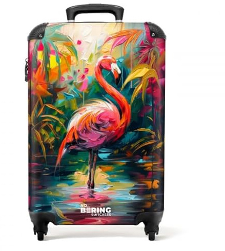 NoBoringSuitcases.com Handgepäck Koffer, Reisekoffer, Reisetasche mit Rollen, Hartschalenkoffer, Trolley Handgepäck, Koffer Handgepäck, Koffer Klein, Trolley, Handgepäck 55x40x20 cm (Flamingo - Rosa)