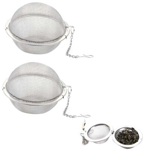 BOPRKTM 2 pezzi Infusore per tè filtri per infusore per tè a rete in acciaio inossidabile con gancio a catena estesa e maglia extra fine per la preparazione di tè in foglie sfuse e condimenti （5cm Ø)