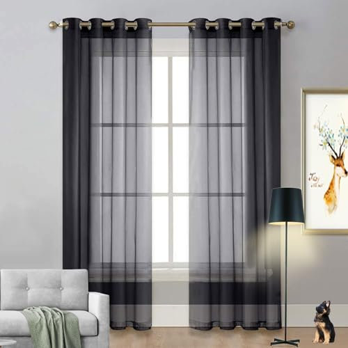 LIUNADM Verdunkelungsvorhang 50 x 70 cm Größe Und Farbe Wählbar Bistrogardine Scheibengardine Kindergardine für Küche Büros Wohnzimmer Schlafzimmer, Schwarz