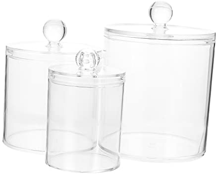 MAGICLULU 3piezas Caja De Hisopos Algodón Frasco Boticario Baño Maquillaje Diseño Elegante