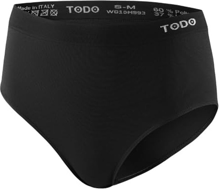 TODO Culotte Gainante Noire en Laine Mérinos pour Femme - Slip Élastique de Sport Respirant Taille Haute 37 % Laine Mérinos, Ne Gratte Pas, Taille S à XXL