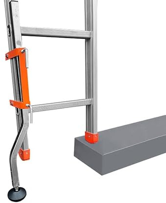 Pie ajustable para escalera – Soporte estable y seguro | Altura ajustable hasta 27 cm para suelos irregulares – Soporte extensible para escalera con pie extraíble