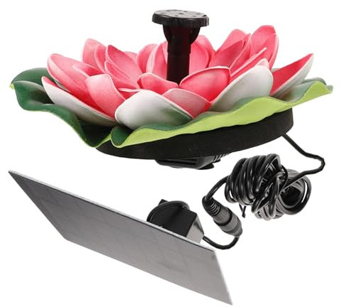 LOORGVEL Fontaine Solaire Flottante en Forme De Lotus pour Jardin Et Bassin D'Agrément Décoration Extérieure Aménagement Paysager sans Batterie Facile À Nettoyer 6.5X5.9X1.6 Pouces