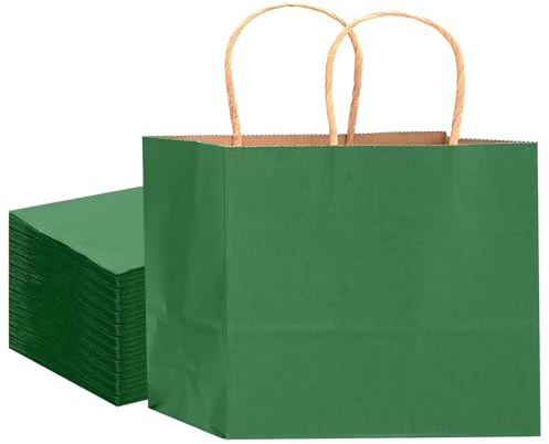 Gcardist 16PCS Gift Paper Bags 32x25x11cm Large Gift Bag with Handles Bulk DeepGreen Bags Multiple Uses (12.6x10x4.3Inch,Wide Large)