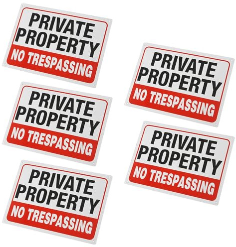 Lot de 5 panneaux d'avertissement en aluminium « Not Trespassing » pour la sécurité de la maison et l'intimité, installation facile sur un mur ou une clôture, panneau d'avertissement extérieur