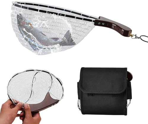 Fischnetz - Guadino Pieghevole Con Manico Antiscivolo, Rete Da Portatile Per Acquario, Laghetto, Piscina, Spiaggia E Kayak | Rete Di Cattura Dal Per La Al Salmone, Alla Spigola E Alla