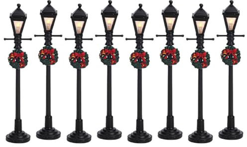 Lemax Christmas Village 64500 - Set di 8 lanterne a gas, funzionamento a batteria, 4,5 V