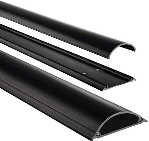 Hama Selbstklebender Kabelkanal Schwarz (Kunstoffleiste 1 Meter Länge, für 8 Kabel, halbrunde PVC Kabelabdeckung, inkl. Klebestreifen der Marke 3M)