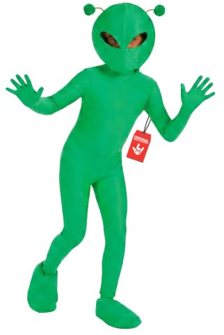 Fun Shack Deguisement Extraterrestre Enfant, Costume Halloween Enfant | Combinaison Intégrale, Gants & Capuche, Style Martien, Fermeture Éclair, Parfait pour Halloween, Idéal pour les Jeux de Rôle