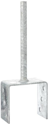 Connex Pfostenträger U-Form - 101 x 60 x 100 x 200 mm - Ø 16 mm - chromfarbig - feuerverzinkt - Bohrung 11 mm - 1 Stück / Einschlaghülse / Pfostenanker / U-Pfostenträger / HV4220