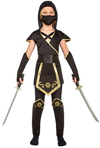 Mon autre moi, Costumes vivants, Ninja-Kostüm für Mädchen, Farbe: schwarz 10-12 ans Schwarz