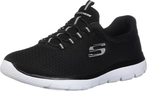Skechers Women's Summits Sneaker, Black/White 5 UK Wide