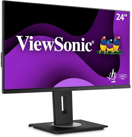 Viewsonic VG2455 60,5 cm (24 tum) affärsmonitor (Full-HD, HDMI, DP, USB 3.0 hub, USB C, justerbar höjd, Eye-Care) svart