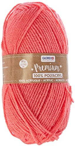 Glorex 5 1001 03 - Premium Wolle aus 100 % Acryl, leicht zu verarbeiten, vielseitig einsetzbar, wärmend, weich, nicht kratzend, 50 g, ca. 140 m, lachs
