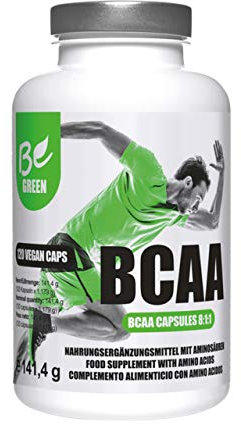 BeGreen BCAA Kapseln vegan, essentielle Aminosäuren Leucin, Valin und Isoleucin im Verhältnis 8:1:1, Laborgeprüft und ohne Zusätze Made in Germany
