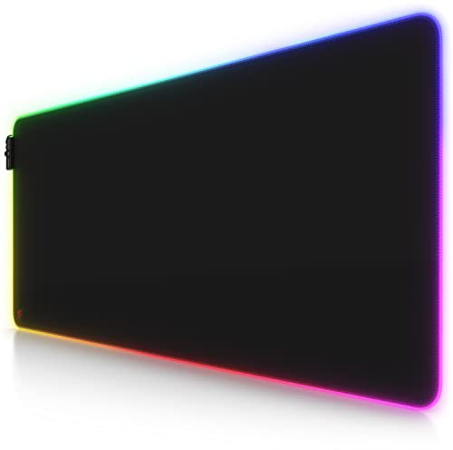 Titanwolf - RGB Gaming Mauspad - LED Schreibtischunterlage - 900x400 mm Übergröße - XXL Mousepad - LED Multi Color - 11 Beleuchtungs-Modi - 7 LED Farben Plus 4 Effektmodi - abwaschbar - Schwarz