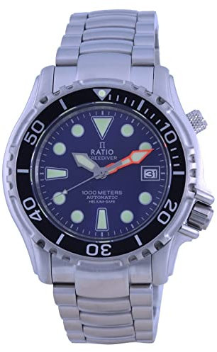 RATIO FreeDiver Automatische Taucheruhr, Saphirglas, Edelstahl, 1000 m Wasserdicht, Für Herren, Blau