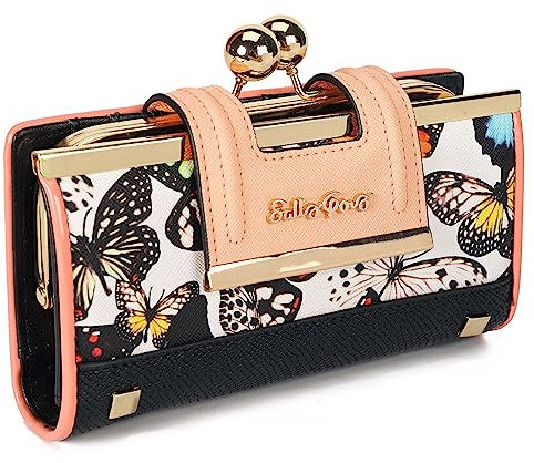 AFKOMST Damen Geldbörse Leder große Kapazität Damenhandtasche Lange, mit 10-Kartenfächern und Clips, und Null Geldbörse mit Schnalle in der Mitte………