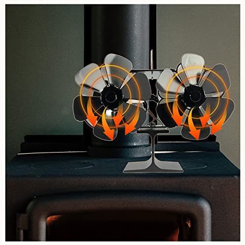 JUKIDS Kaminrohr Ventilator Magnetisch 6/12 Klingen Leise Ohne Strom Kaminöfen Solide Umweltschutz Ofenventilator Testsieger für Holzofen/Pelletofen -hxy,B
