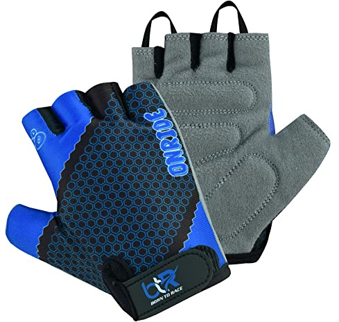 Kids Cycling Gloves Boys Girls Children Scooter BMX Bike Cycle Bicycle Riding Mitts Half Finger Gloves (Blue, XXXS (Age 5 to 6 Year))