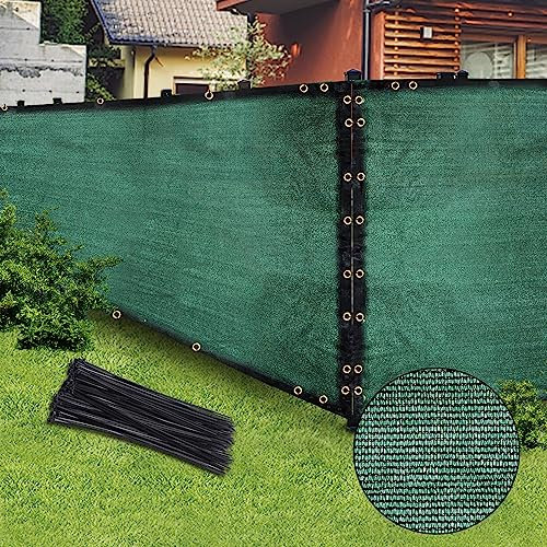 Green 6FT X 50FT Outdoor Privacy Screen Fence & Mesh Shade Net Cover - Ideal for Garden, Backyard, Patio, and Chain Link Fencing - Enhances Privacy with Slats, Freestanding