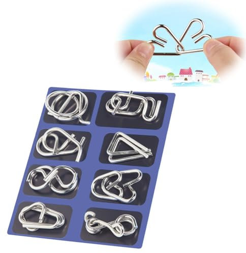 LJFEA 8 Piezas Rompecabezas de Metal, Juegos de Ingenio Rompecabezas Metal Classic Mini IQ Puzzle, Juguetes Inteligencia Educativos Regalo para Adultos Niños Adolescentes