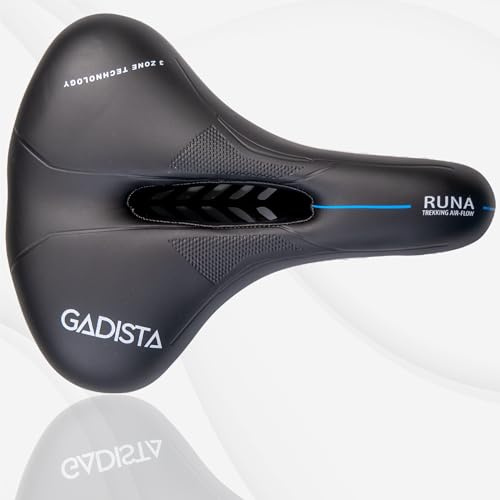 GADISTA France Selle Velo Runa - Ultra Confortable Fait Mains en Italie, Technologie Brevetée 3ZONES, pour VTT, Ville ou Randonnée, Étanche, Design Ergonomique pour Hommes et Femmes