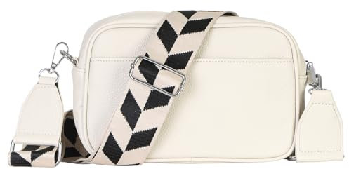 MATY FASHION Damen Tasche kleine Handtasche mit breiten Riemen Schulter Crossbody Bag moderne Umhängetasche 2528 (Beige)