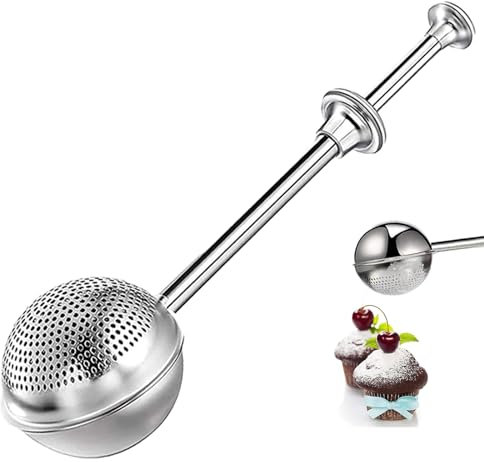 Puderzuckerstreuer Staubwedel, Bäckerstäuber, Edelstahl-Zuckerstreuer mit Griff, Puderzucker-Sieb für gebackene Leckereien, Mehl, Gewürze (1 Stück)