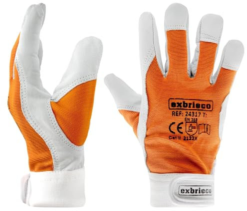 EXBRIECO Gants de travail en cuir de haute qualité, protection contre les abrasions et les perforations, idéal pour le jardinage et le bricolage (1, taille S/7)