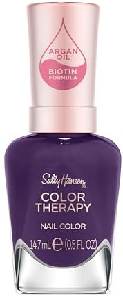 Sally Hansen Colour Therapy Nail Polish, 400 Confident Queen, Strengthen and Nourish Nails, Infused with Biotin and Argan Oil, 3-in-1 Formula, High-Shine Finish, Salon Quality Results, 14.7ml