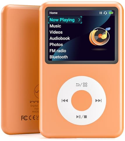 Mp3-spelare med Bluetooth Y1 128G Innioasis digital musikspelare bärbar mini hifi ljud video version uppgradering trevlig present till 2025 orange