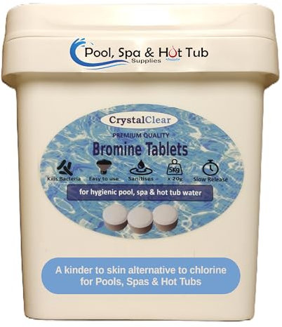 CrystalClear Bromine Tablets 5kg - Slow Release Sanitiser For Hot Tubs, Spas & Swimming Pools. Keep Water Hygienic and Kinder to Sensitive Skin