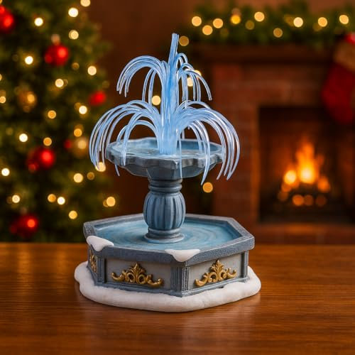 Decorazione Fontana Natalizia con LED Multicolore a Cambio Colore, per Villaggi di Natale e Decorazioni da Interno a Batteria 16cm - Varzi dal 1956