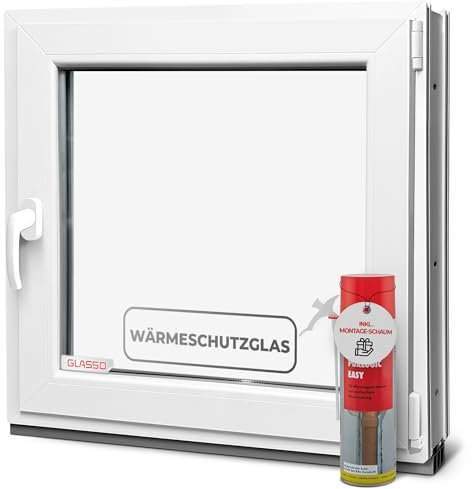 Fenêtre de cave 40x40 cm Double vitrage - Toutes les tailles de fenêtres en plastique 60 mm de profil - DIN droite - LxH: 400x400 mm Parfait pour les fenêtres de maison de jardin, fenêtres de garage