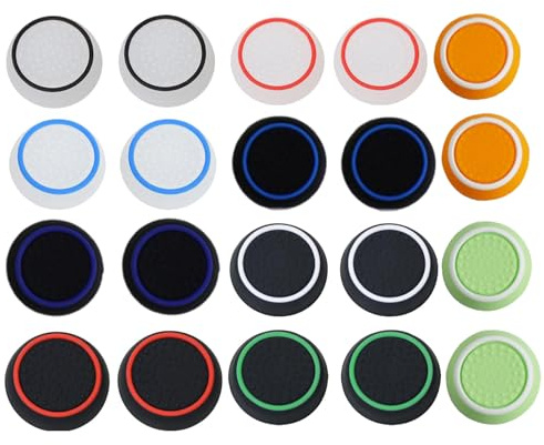 Joystick Caps,20 Pcs Silicone Analog Stick Thumb Grip Caps Cover,Colorful Thumbstick Cap Grip,Joystick Protection Attachments Compatible with PS5 PS4 PS3 PS2 Xbox 360 Switch Pro Xbox One Controllers