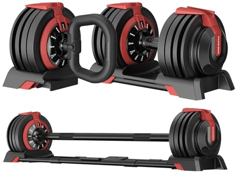 Juego de Mancuernas Ajustables, 3 en 1 Peso de Mano para Mujeres y Hombres en Casa, Equipo de Entrenamiento de Fuerza, Levantamiento de Pesas, (Una Manutención y Otros Accesorios)