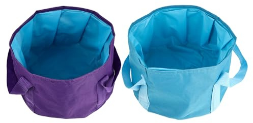 TOYZFRIENDY Lot de 2 Bassines Pliables pour Pieds 6l Taille Moyenne en Plastique Portable Multifonction pour Détente, Voyage et Soins des Pieds à Domicile Couleur Violet et Bleu Clair
