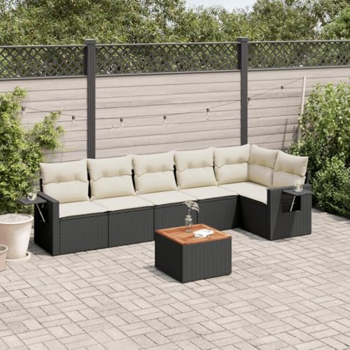 QZZCED Set di divani da giardino con tavolino pieghevole, rattan PE resistente e cuscini sfoderabili per terrazza o patio, mobili da esterno modulari e facile da pulire